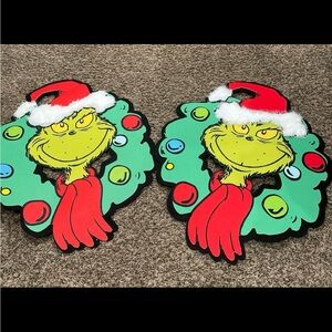 The Grinch Christmas felt wreath bundle of two